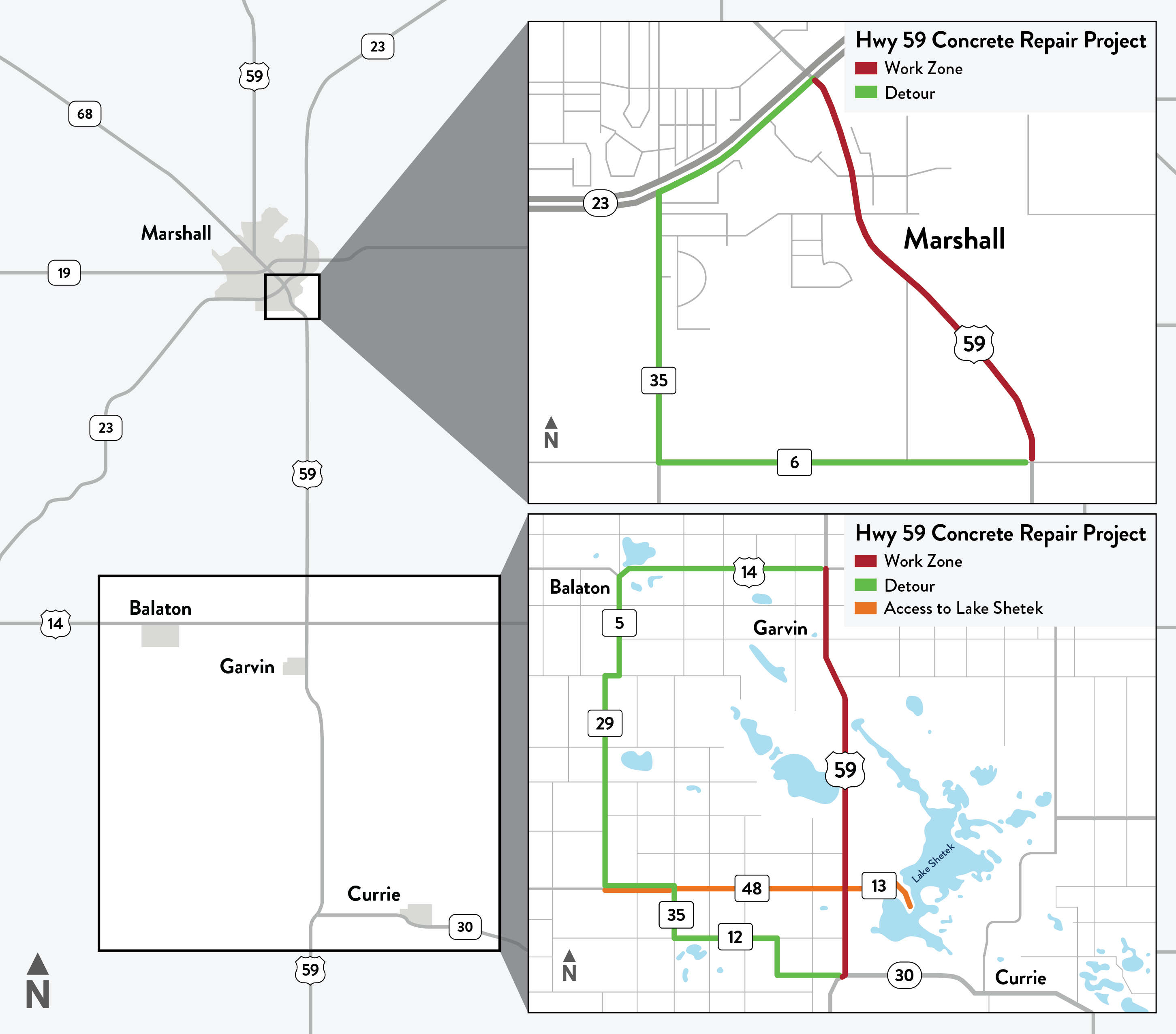 Both project areas shown on one map